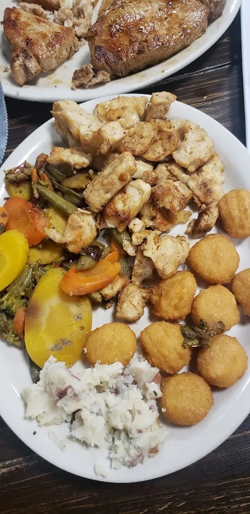 Grilled Chicken and Veggies and Corn Nuggets